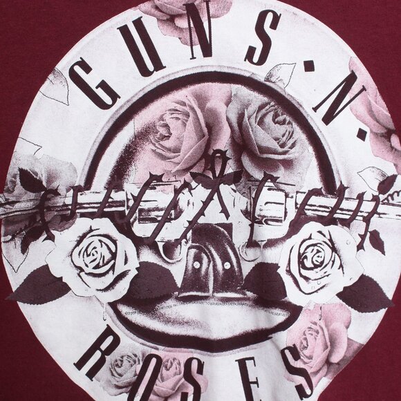 Guns N Roses Shirt Womens Medium Maroon Rock Band Tee Chopped Neckline - Picture 5 of 7